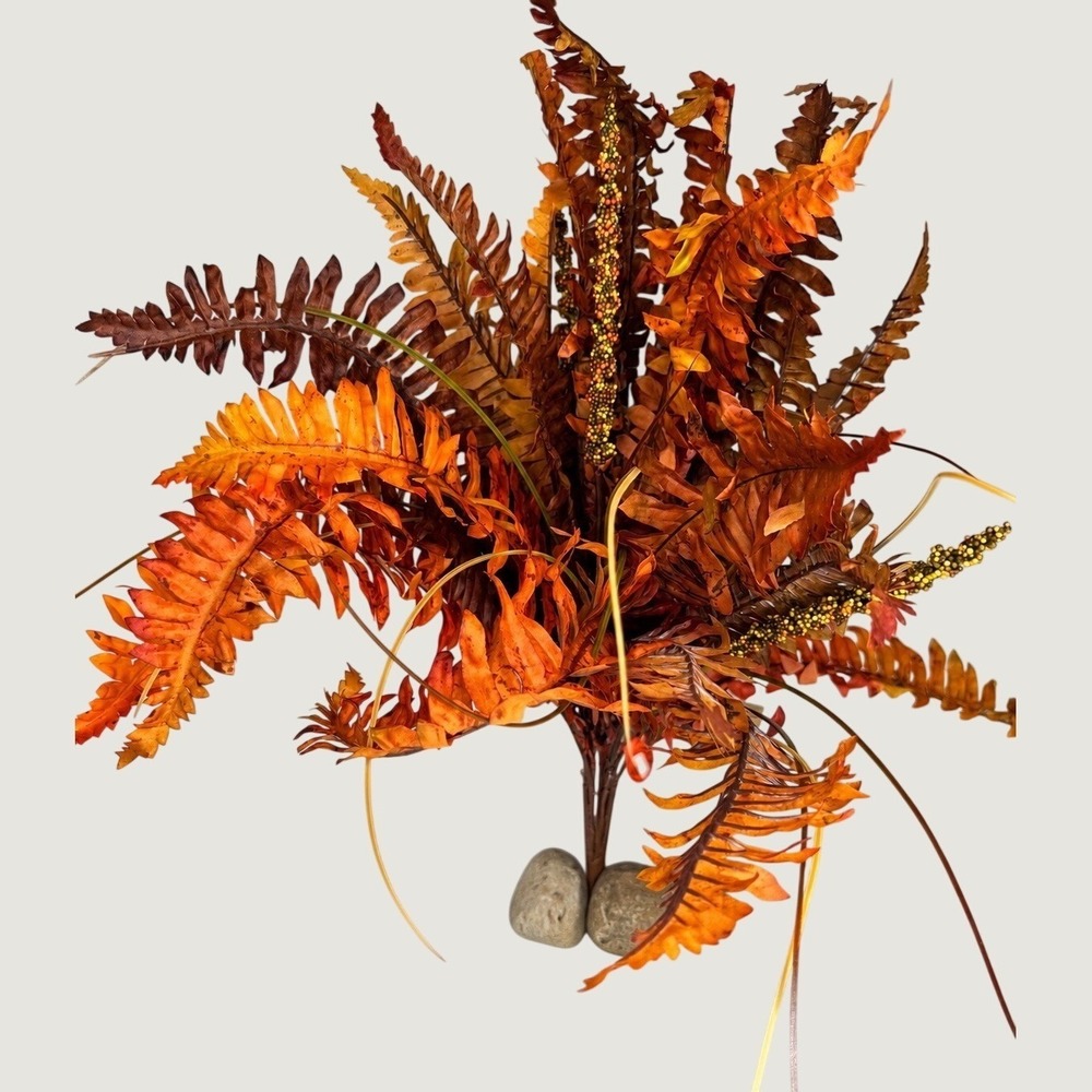 Hobby Lobby Set of 3 Orange Boston Fern Berry Bush Fall Autumn Faux Floral NEW